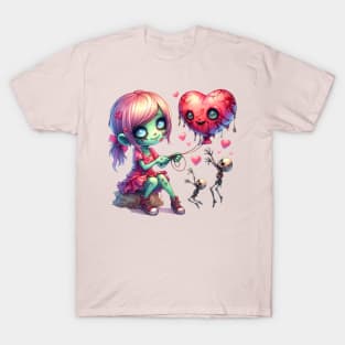 Zombie Girl Flirty Valentine T-Shirt